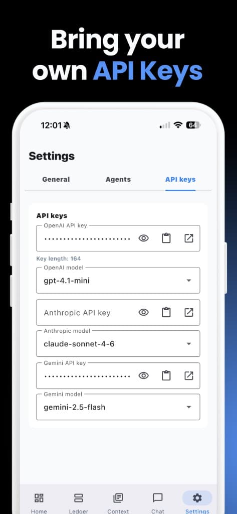 Bring your own API keys