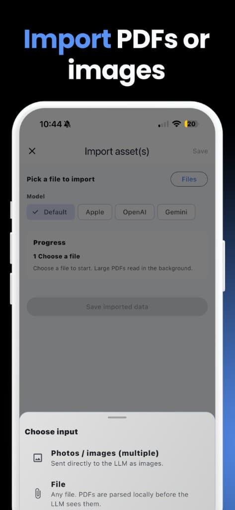 Import PDFs or images