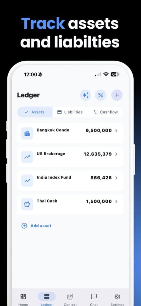 Track assets and liabilities
